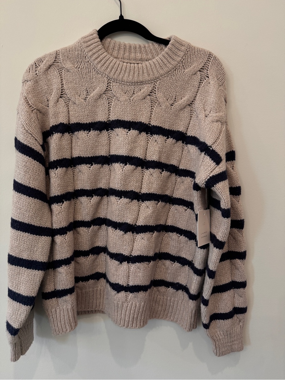 LC Lauren Conrad Taupe Ribbed Crewneck Sweater